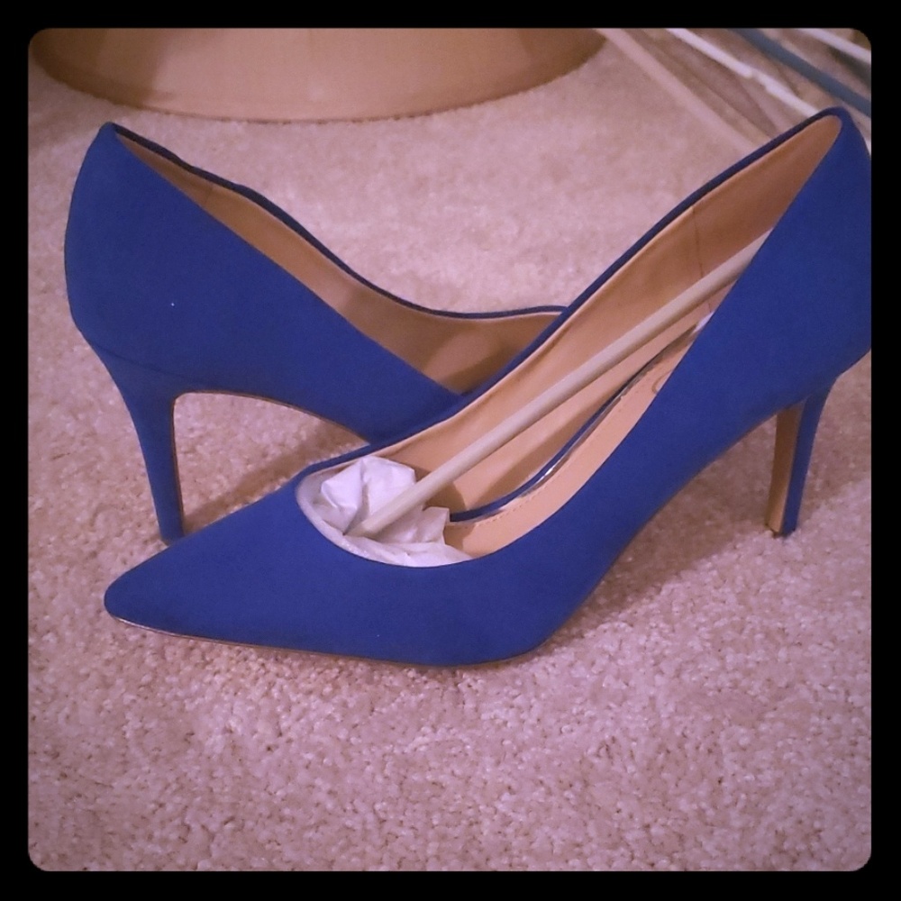 Cobalt blue suede stilettos